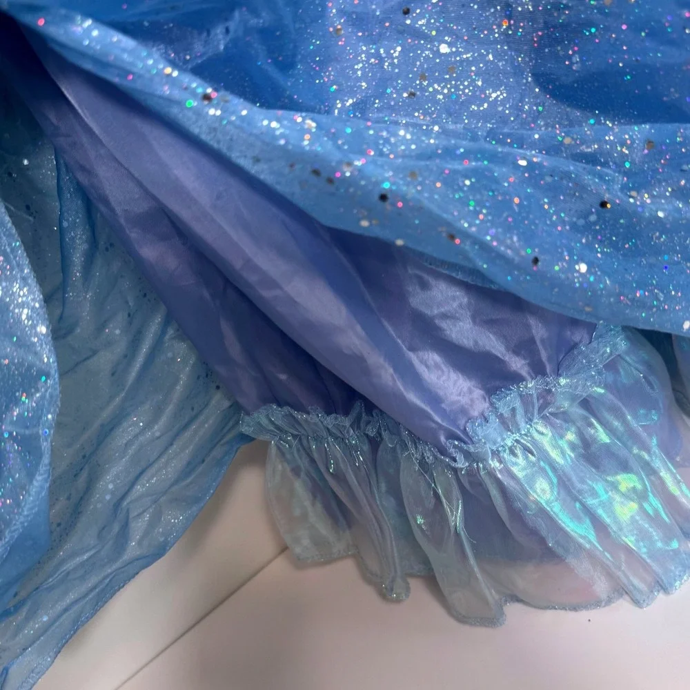 Disney Cinderella Blue Butterfly Sparkle Costume Dress Girls 7-8 Fairy Princess